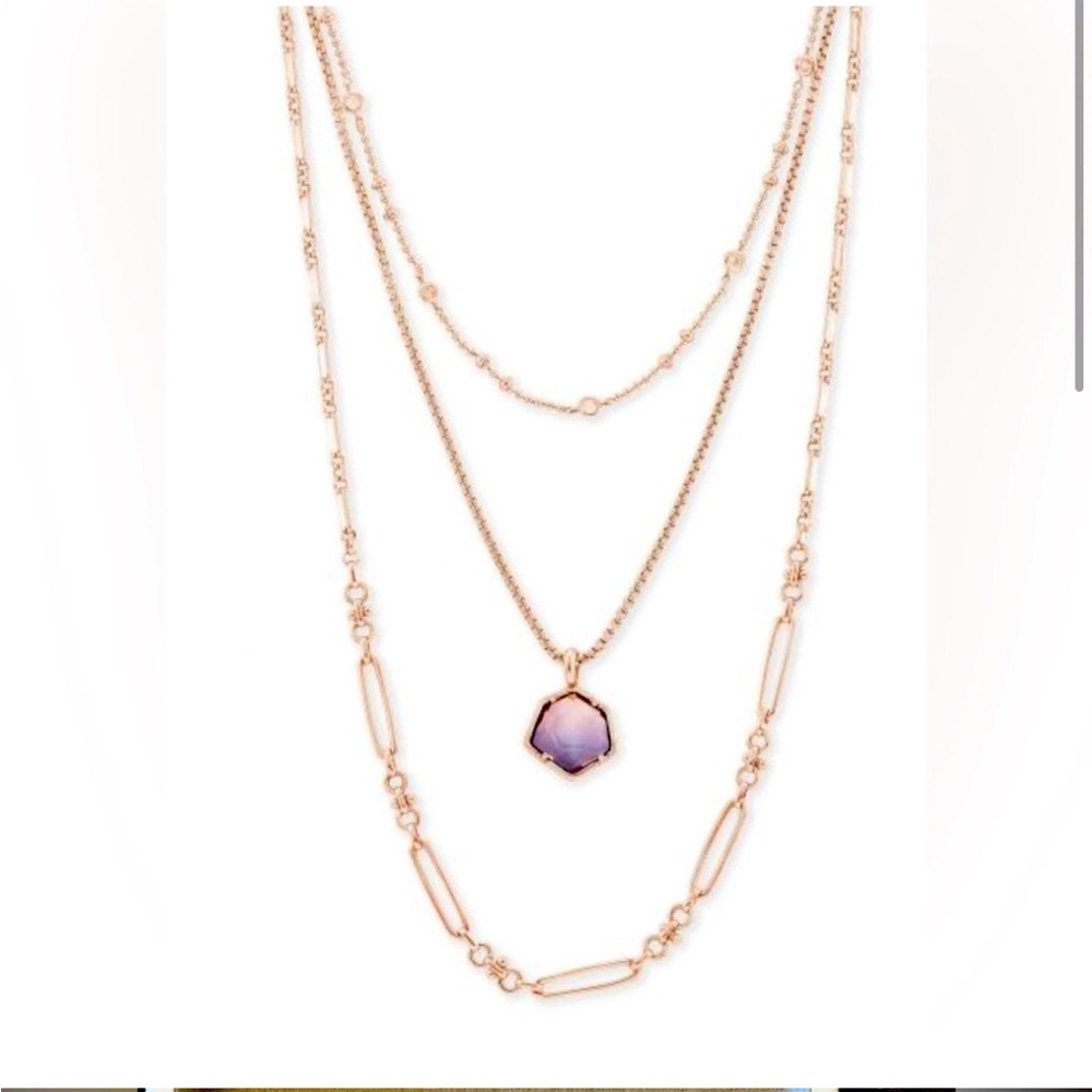 Kendra Scott Vanessa Multi-Strand Necklace in Peach Ombré, Rose Gold-Plated